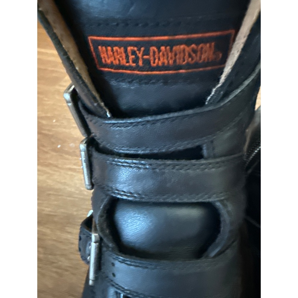 Harley-Davidson Womens Black Leather Triple Buckle Moto Boots 6.5 D84183 Biker - Picture 4 of 8